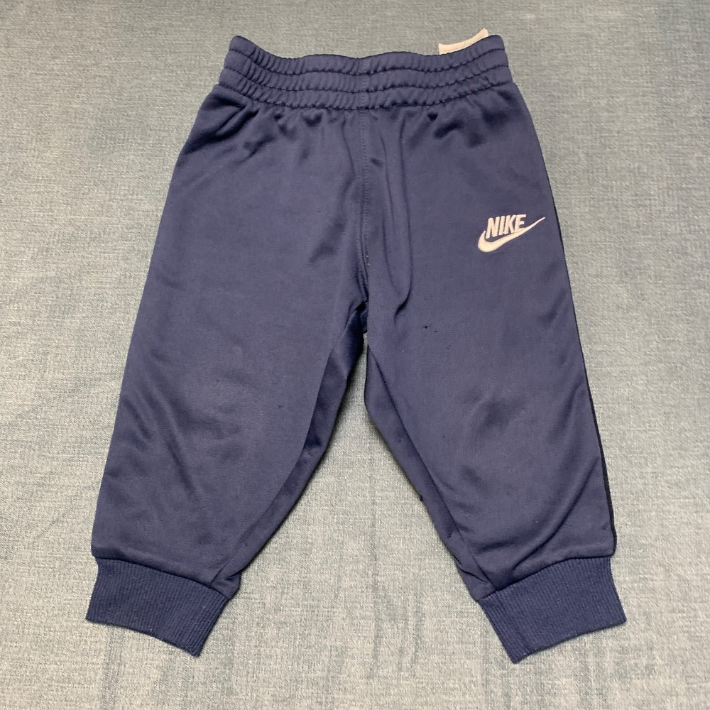 Nike Sweatpants Boys 2T Blue‎ Fleece Lined Elastic Waist Swoosh Logo Tapered Leg